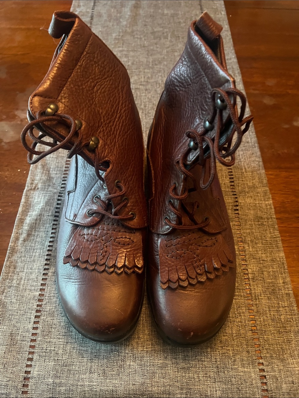 Dansko Brown Leather Lace-Up Fringe Ankle Boots
